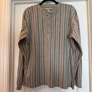Vintage 90s Henley Basic Equipment Long Sleeve Strip Shirt Mens Large